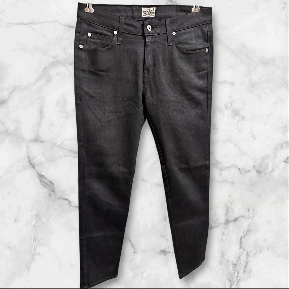Naked & Famous Jeans Mens 31 Black Power Stretch Skinny‎ Guy Five Pocket Raw
